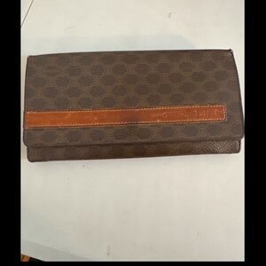 Celine Brown Wallet with Designer Pattern and Bold Accent